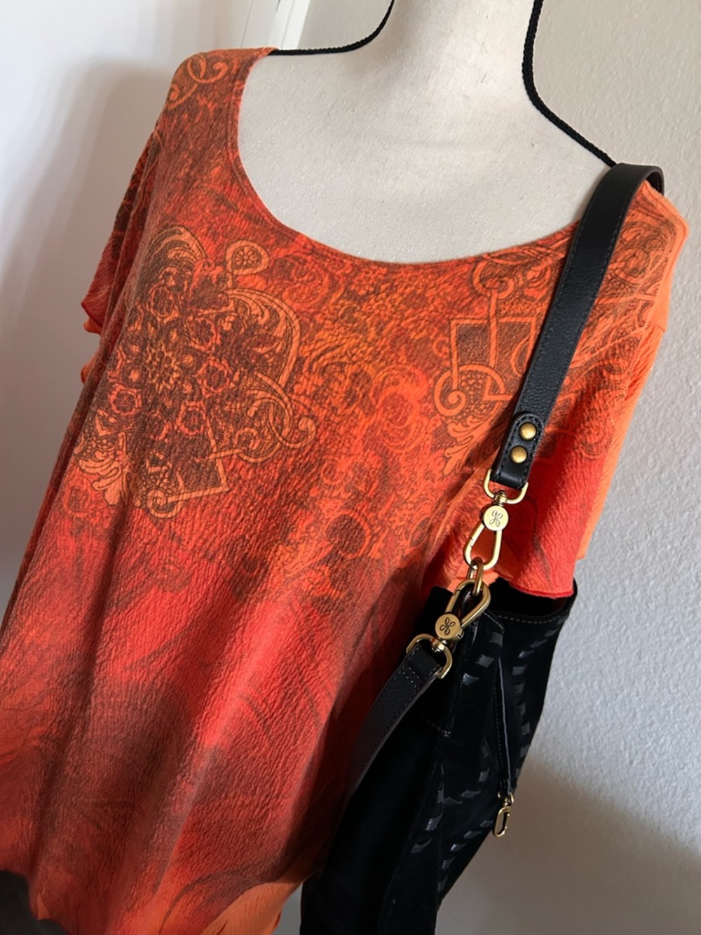 Vintage Y2K Statement Mandala Flowy Scoop Flutter Sleeve Top Early 2000’s Boho